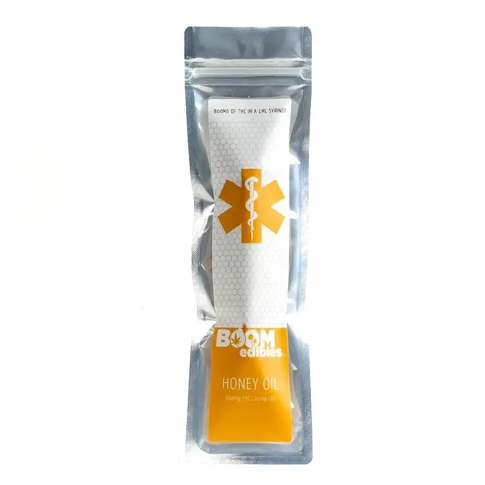 Cannabis honey oil syringe 800mg THC concentrate by Boom Edibles