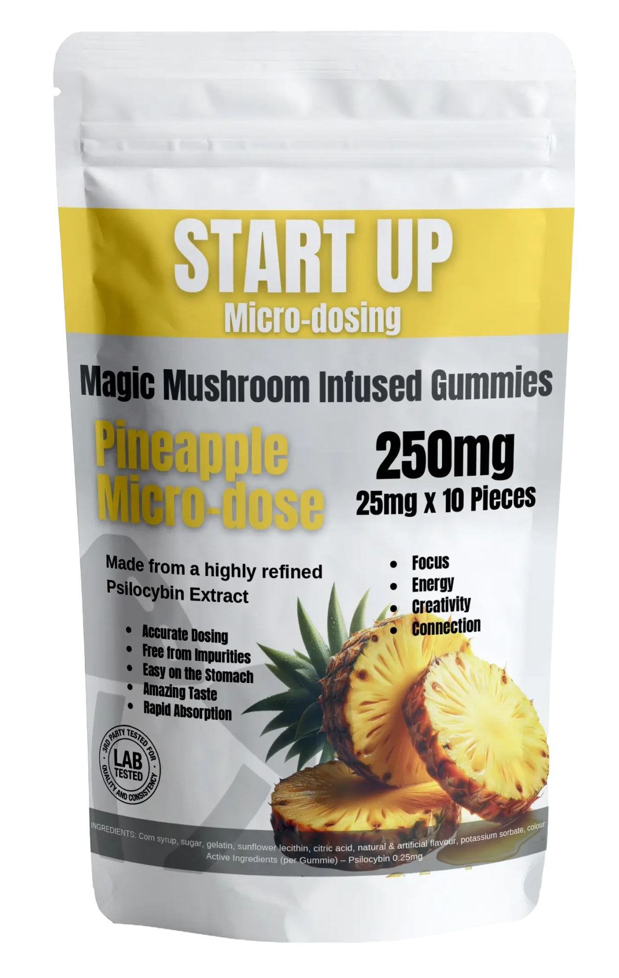 Pineapple Magic Mushroom Microdose Gummies 250mg